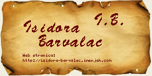 Isidora Barvalac vizit kartica